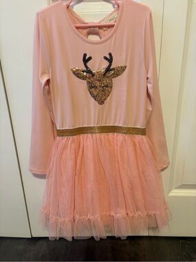 Girls 6x- Kids Pink Sequin Reindeer Tutu Dress - Brand: